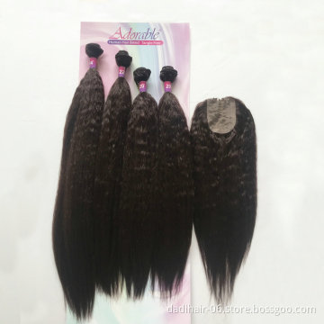 high temperature fiber synthetic hair bundle with closure wet & wavy synthetic hair weaves extensions